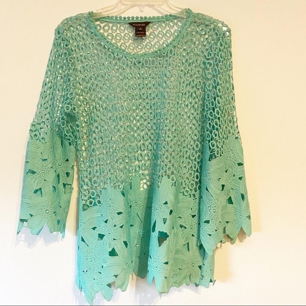 Multiples crochet long sleeves blouse size small